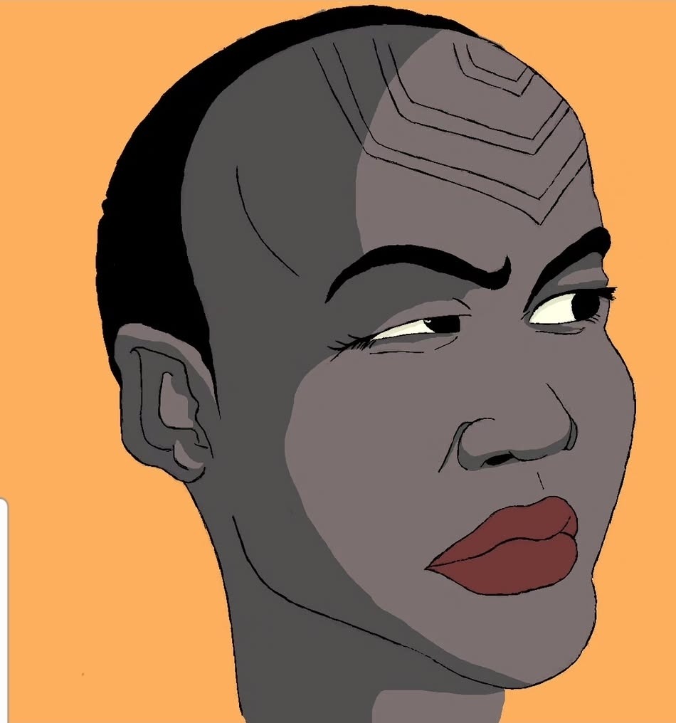 Coloured 2D character portrait by Akau Anyieth